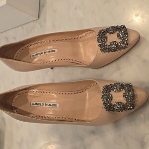 Manolo Blahnik Hangisi Heels with Crystal Embellishments
